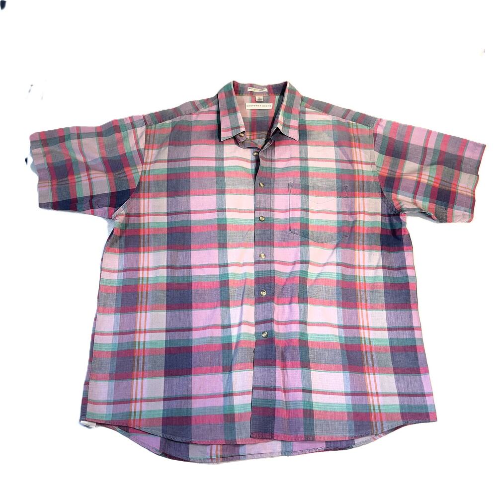 Geoffrey Beene Button Shirt Men XL Resort Pastel Pink Blue Green Single Needle